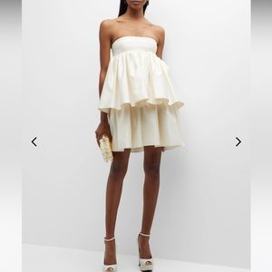 Rotate Birger Christensen Strapless Ruffled Twill Mini Dress